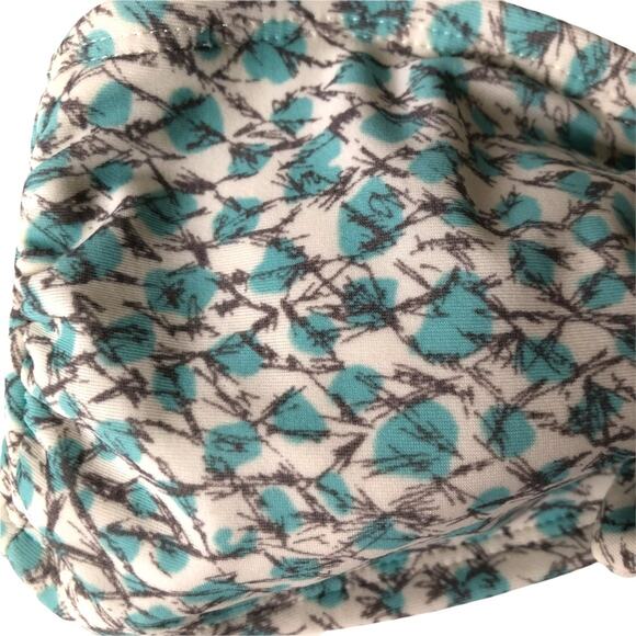 French Connection Knotted Bandeau Bikini Top Strapless Soft Cup White Blue M - Picture 2 of 10